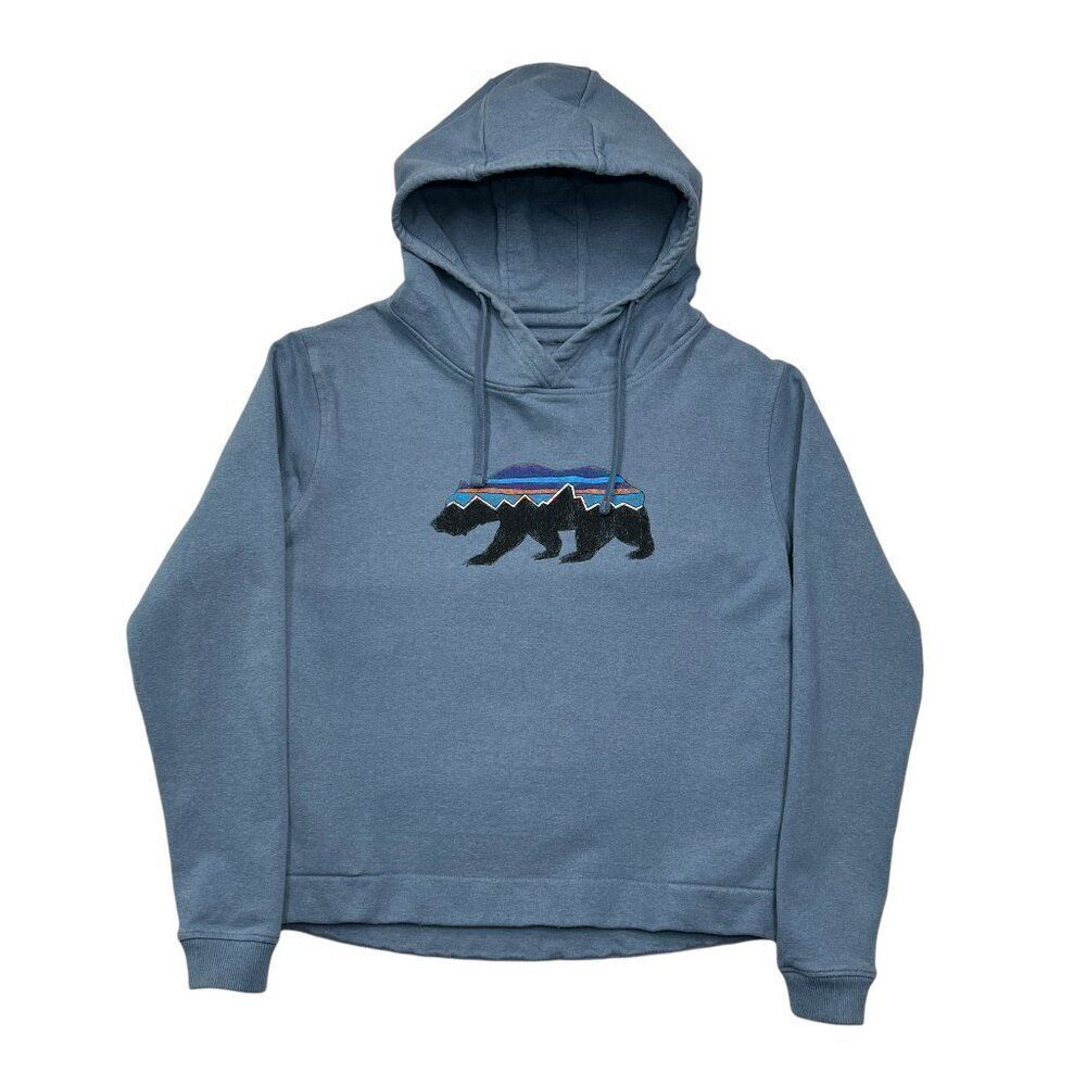 Patagonia Sweatshirt Women's Size Small Blue Fitz Roy‎ Bear Uprisal Cozy Hoodie